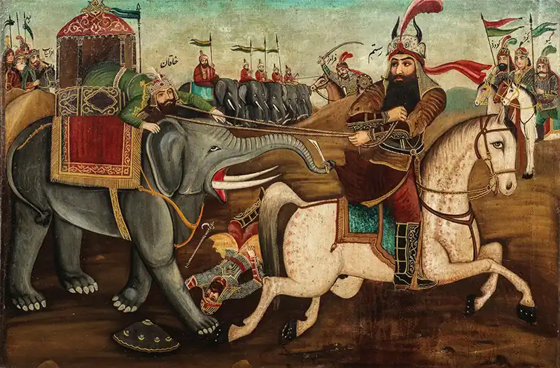 Rustam and the Khaqan of Chin in combat: an episode from Firdausi's Shahnama